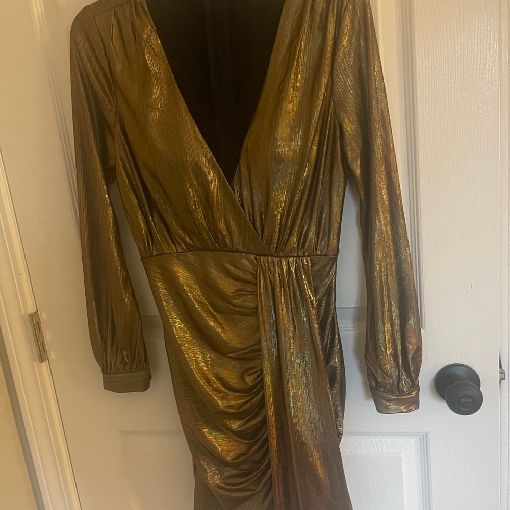 Women’s gold dress.